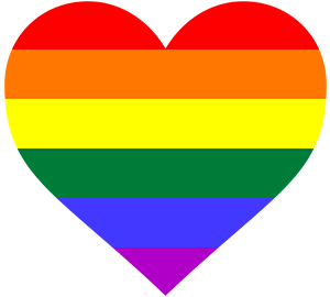 LGBTQIA+ Pride Flag in Shape of a Heart